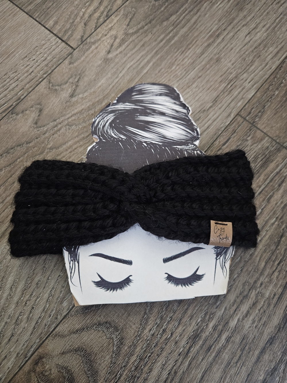 Handmade Black Knitted Twist Headband
